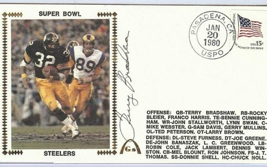 Terry Bradshaw Signed Autograph First Day Cover Cachet 1980 Steelers JSA
