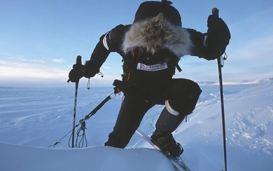 The pair of Ski Poles used by Pen Hadow in 2003 - named 'Curves' and 'Swerves' Swix Mountain p...