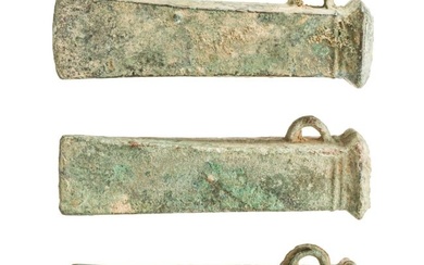 Three Breton bronze axes type Dahouet, late Bronze Age to early Iron Age of western Europe, 10th