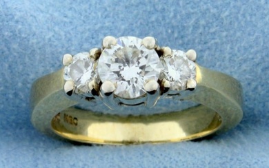 Three Stone 1 1/4ct TW Diamond Engagement or Anniversary Ring in 14k Yellow Gold