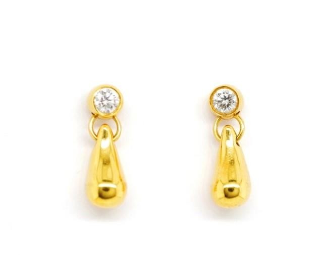 Tiffany & Co diamond and 18ct yellow gold teardrop earrings ...