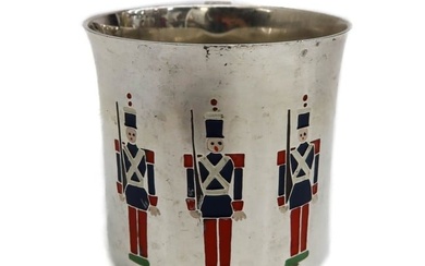 Tiffany & So. Sterling Silver and Enameled Toy Soldier Baby Cup #23245