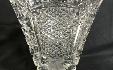Toothed Cut Crystal Pedestaled Vase