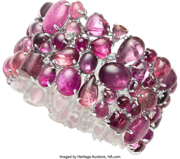 Tourmaline, Ruby, Sapphire, White Gold Bracelet Stones: Pink, red...