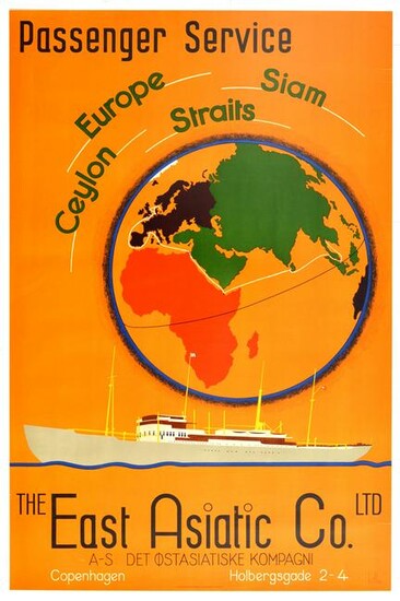 Travel Poster East Asiatic Cruise Liner Europe Asia