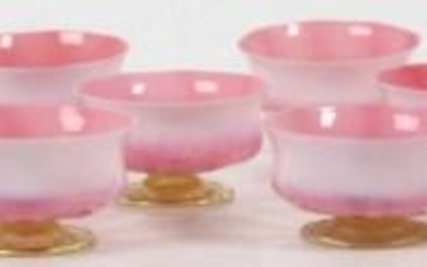Twelve Tiffany Favrile Pink Pastel Footed Bowls