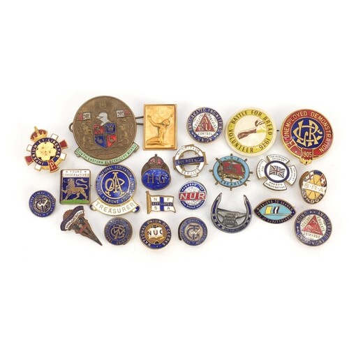 Twenty three political interest vintage badges and lapels, p...