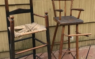 Two Antique 19th C American Children's Highchairs