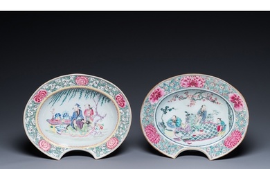 Two Chinese oval famille rose shaving bowls, YongzhengDim.: ...