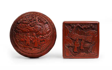 Two Chinese red cinnabar lacquer boxes Qing dynasty, 19th century One of...