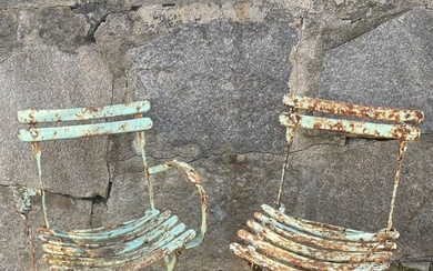 Two French 19th C Children's Folding Garden Chairs