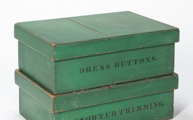 Two Green-painted Pine Milliners Boxes