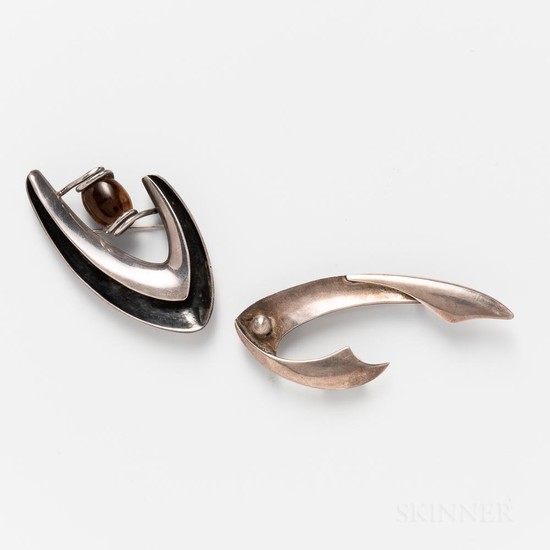 Two Mexican Silver Brooches by Sigi and Enrique Ledesma