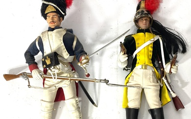 Two Napoleonic Infantry Action Figures including Dragoon with Plume & Feather Detail Helmet