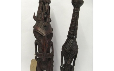 Two Papua New Guinea carved wooden Sepik ancestral figures