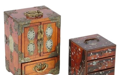 Two antique Chinese jewelry chests with carved openwork