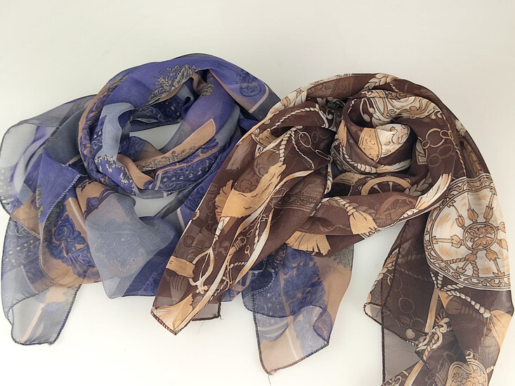 Two vintage silk scarves