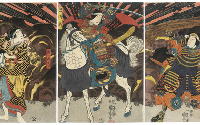 UTAGAWA KUNIYOSHI (1797-1861), Tomoe-gozen, Wada Yoshimori and Yamabuki