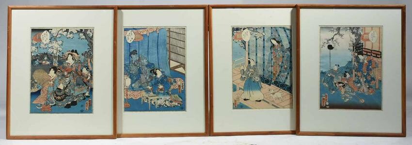 Utagawa Kunisada II - Four Ukiyo-E Woodblock Prints