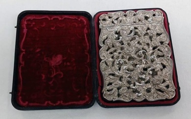 VICTORIAN SILVER CARD CASE WITH PIERCED FLORAL DECORATION BY...
