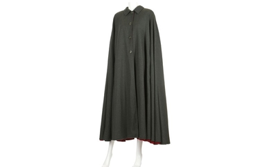 Valentino Moss Green and Red Wool Cape - size 10