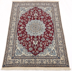 Very Fine Vintage Hand-Knotted Silk and Wool Nain Carpet