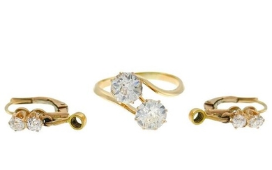 Victorian Diamond Gold Ring, Earrings Interchangeable