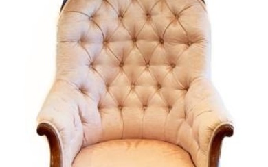 Victorian Hand Carved Upholstered Armchair