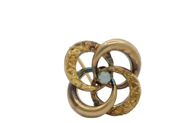 Victorian Vermeil Interlocking Circle Opal Brooch