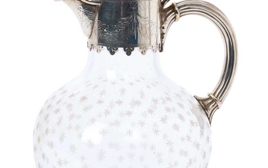 Victorian silver mounted glass claret jug