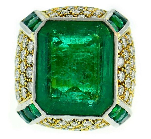 Vintage 10.83-ct Emerald Diamond Yellow Gold RING