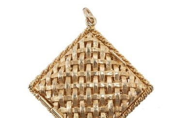 Vintage 14k Gold Woven Locket Pendant