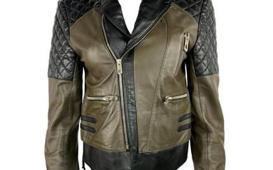 Vintage Balenciaga Black and Olive Moto Leather Jacket