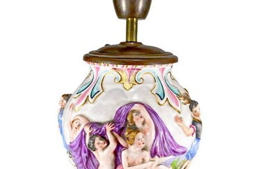 Vintage Capodimonti Style Porcelain Lamp