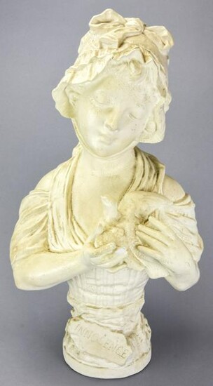 Vintage Cast Plaster "Innocence" Bust Statue
