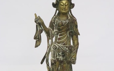 Vintage Chinese bronze sculpture of deity