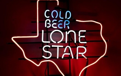 Vintage Lone Star Neon Sign, Texas, Cold Beer