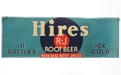 Vintage Sign with raised letters for "Hire's Root Beer" good original paint, marked lower right