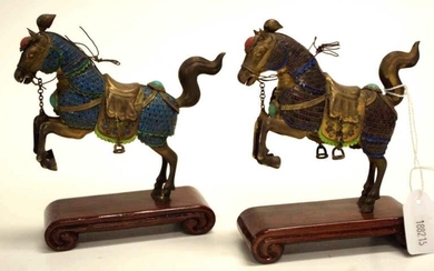 Vintage pair Chinese enamelled Horse figures each of an...