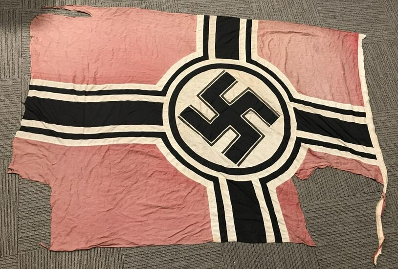 WWII NAZI GERMAN KRIEGSMARINE FLAG w/ HISTORY WW2