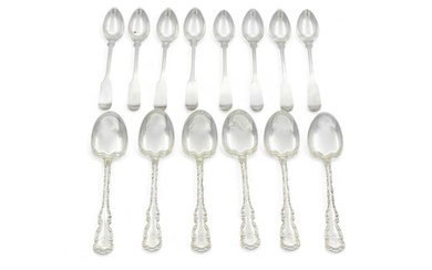 Whiting Gorham Ice Cream Spoons Louis XV (6) & ONC FIddleback (8) Sterling Silver Demi Tasse Spoons