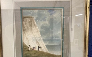 William Linton (1791-1876): 'Freshwater Cliffs Isle of Wight', watercolour....