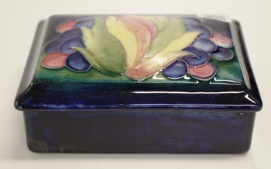 William Moorcroft painted blossom lidded box blossom and fruit...