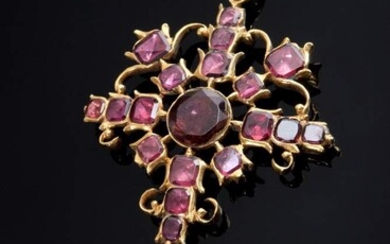YG 333 Renaissance style pendant with rosé tourmalines and drop pendant, 5g, 5,2x2,7cm
