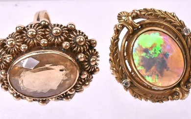 Yellow Gold Opal & Diamond Ring
