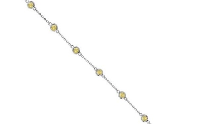Yellow Station Bezel-Set Bracelet 14K White Gold 1.00ctw