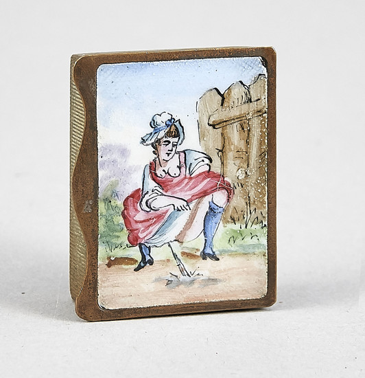 Matchbox with frivolous miniature, probably England, mid-19th century,...