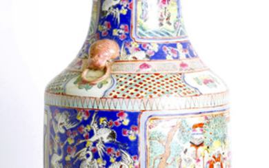 antique, Chinese, canton enameled vase, late Qing dyn.