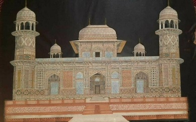 antique painting of architectural view of
