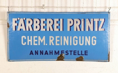 enamel billboard, German, around 1930, Färberei Printz,...